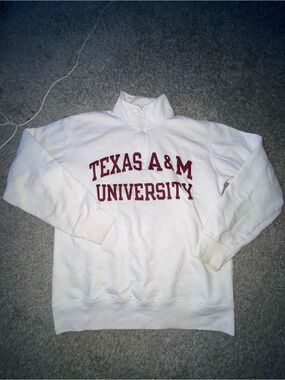 Champion White Hoodie with Maroon Accents Texas A&M